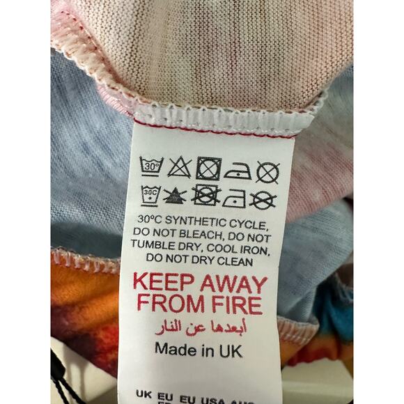 PrettyLittleThings Blue Red Abstract Print Jersey Wide Leg Pull On Pants size 4 - Picture 5 of 10